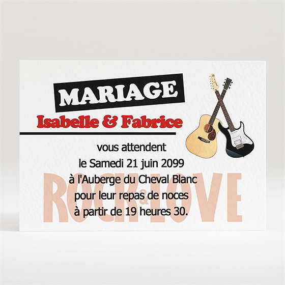 Carton d'invitation mariage rock and love