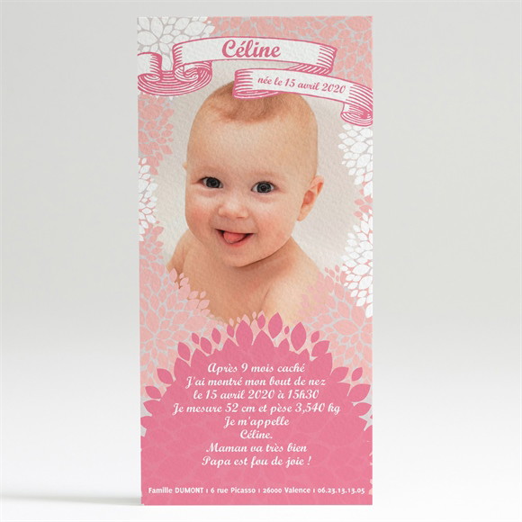 Faire-part naissance Rose et fun réf.N22003