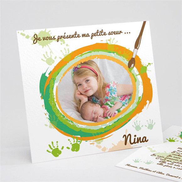 Faire-part naissance Peinture photo réf.N31101