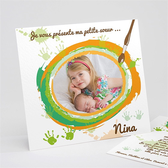 Faire-part naissance peinture photo