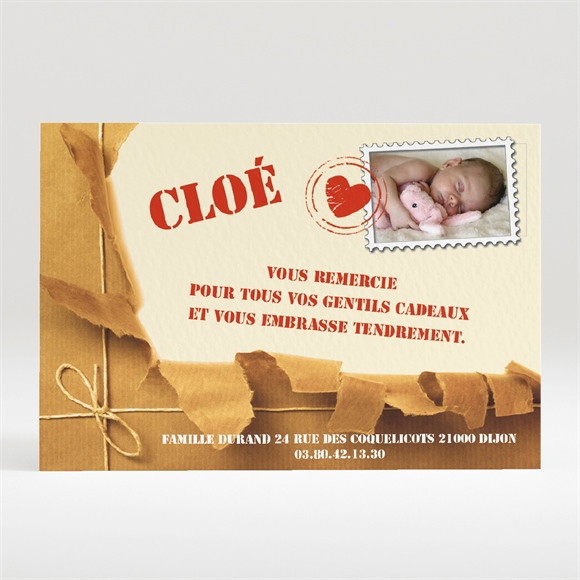 Remerciement naissance Paquet fragile réf.N12010