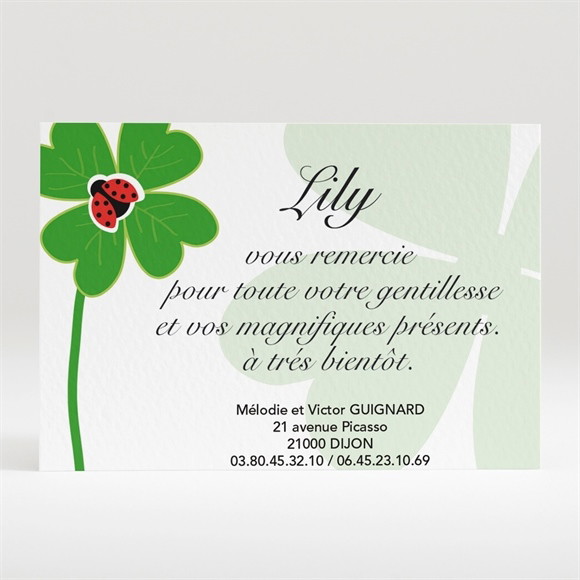 Remerciement naissance Ma Chance réf.N12015