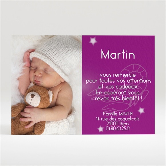 Remerciement naissance Scorpion réf.N12026