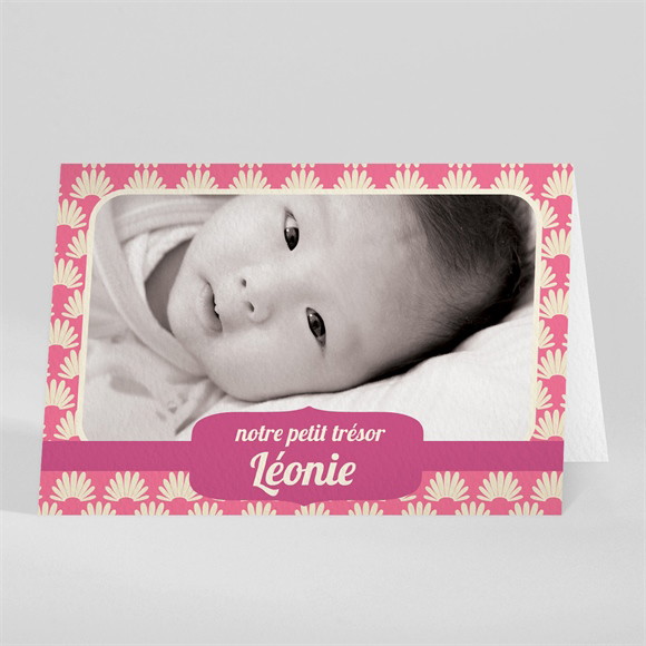 Faire-part naissance Avec motifs rose réf.N41003