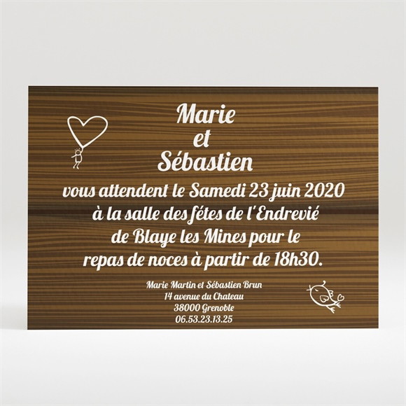 Carton d'invitation mariage Romantique et sympa réf.N12084