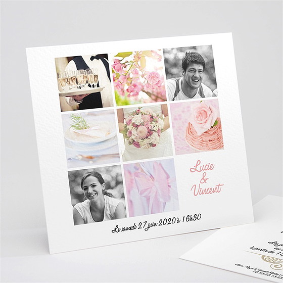 Faire-part mariage carte multi photo mariage