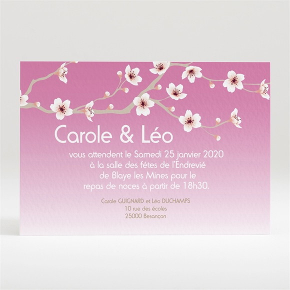 Carton d'invitation mariage Jolie carte invitation mariage réf.N12095