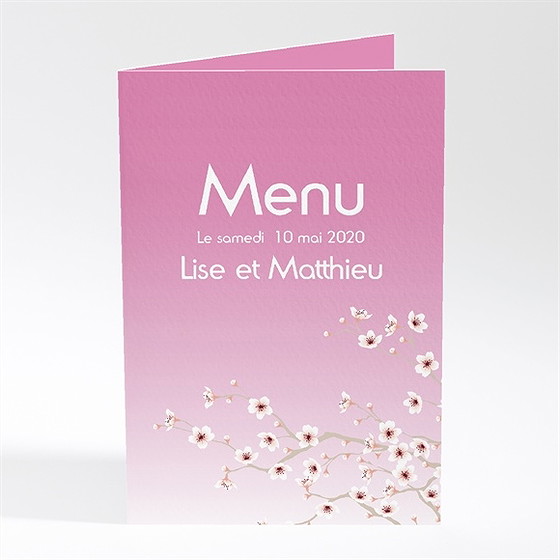 Menu mariage jolie carte invitation mariage