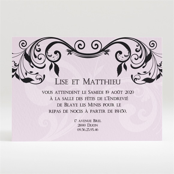 Carton d'invitation mariage Joli médaillon vintage réf.N12096