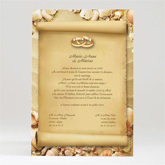 Faire-part mariage parchemin vintage