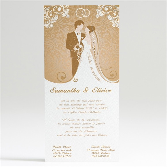 Faire-part mariage Beige et blanc réf.N22012