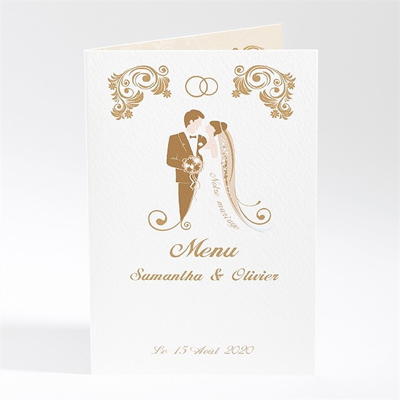 Menu mariage beige et blanc
