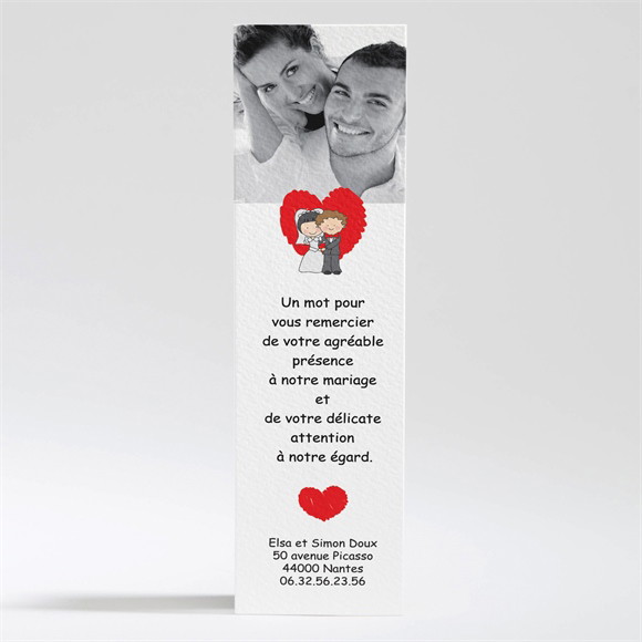 Remerciement mariage Les 2 mariés illustrés réf.N20053