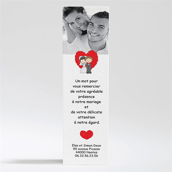 Remerciement mariage les 2 mariés illustrés