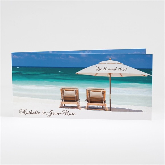 Faire-part mariage Sable fin et mer turquoise... réf.N43103