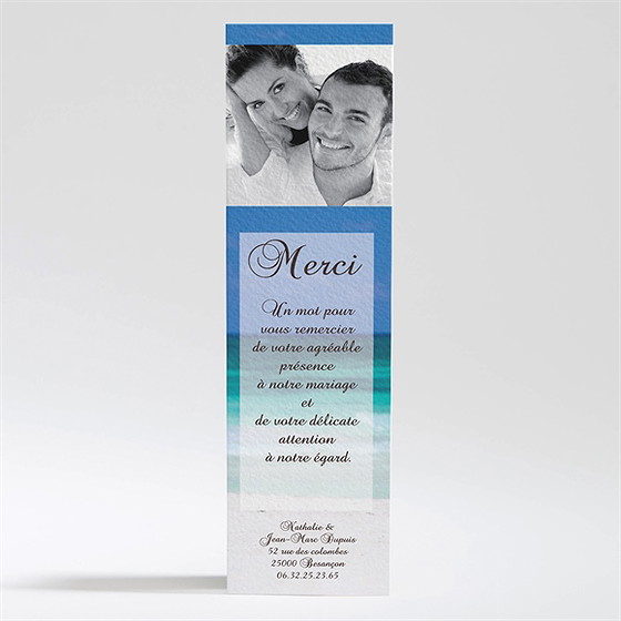 Remerciement mariage sable fin et mer turquoise...