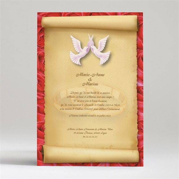 Faire-part mariage Nos deux colombes réf.N24006