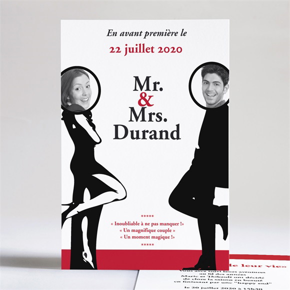 Faire-part mariage Mr & Mrs réf.N24106