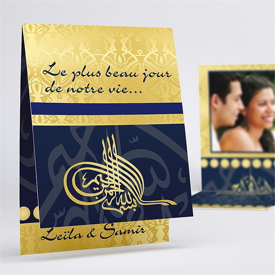 Faire-part mariage noir et or