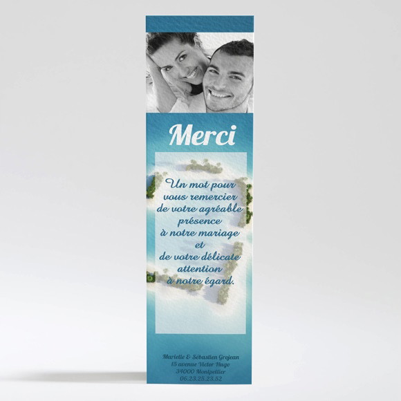 Remerciement mariage Eaux turquoises Océan réf.N20049