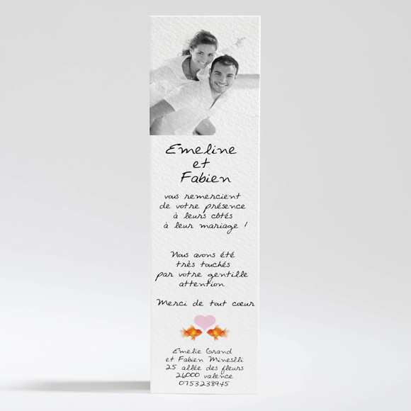 Remerciement mariage Comme des poissons dans l'eau réf.N20059