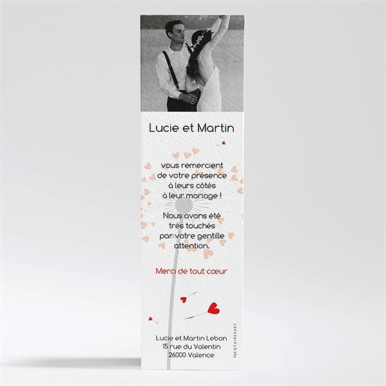 Remerciement mariage un oui en photo