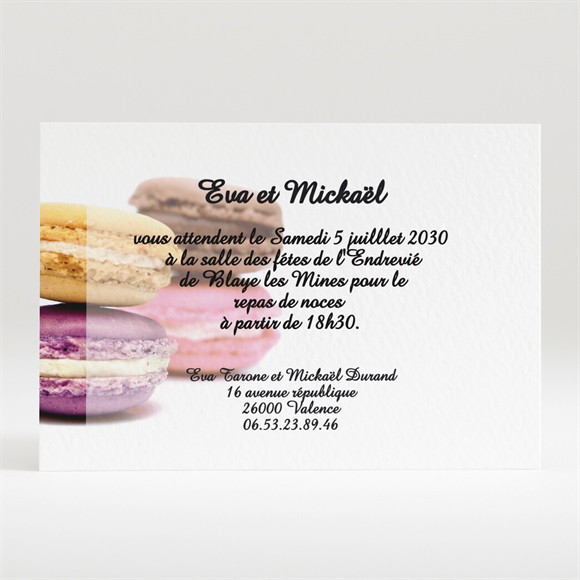 Carton d'invitation mariage Jolis macarons réf.N120113