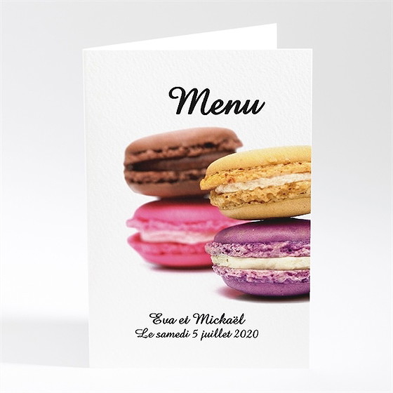 Menu mariage jolis macarons