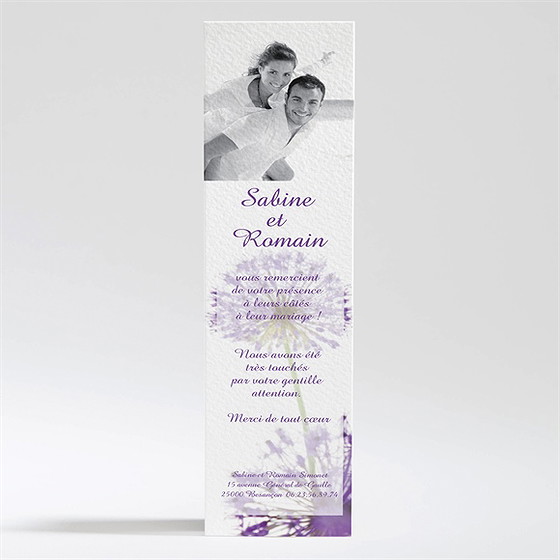 Remerciement mariage fleurs au vent