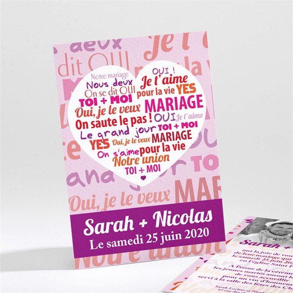 Faire-part mariage Gros coeur réf.N21168