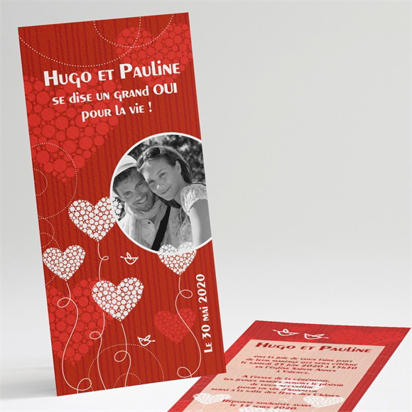 Faire-part mariage Rouge et romantique réf.N22107