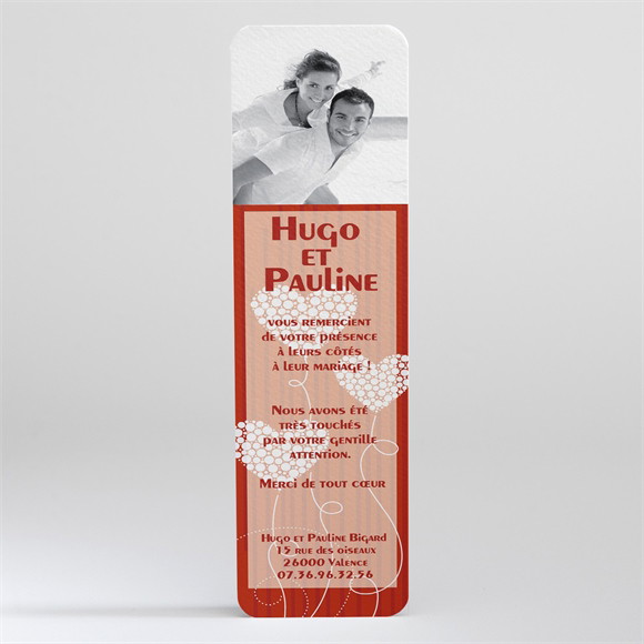 Remerciement mariage Rouge et romantique réf.N20064