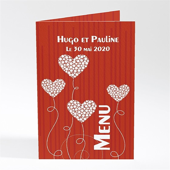 Menu mariage rouge et romantique