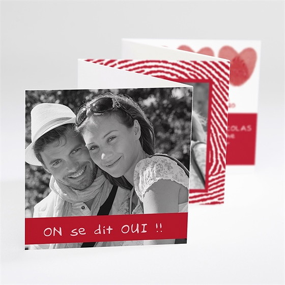 Faire-part mariage empreintes rouges