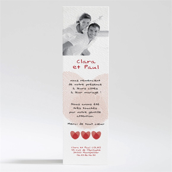 Remerciement mariage Empreintes rouges réf.N20061