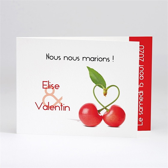 Faire-part mariage jolie cerise