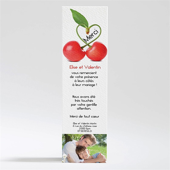 Remerciement mariage jolie cerise