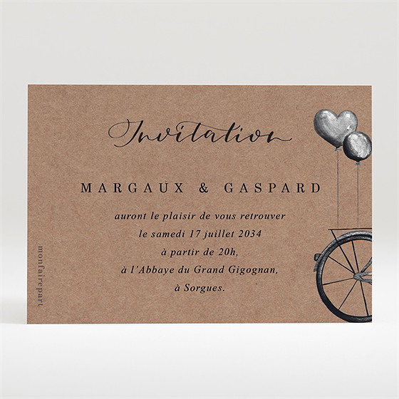 Carton d'invitation mariage vélo vintage