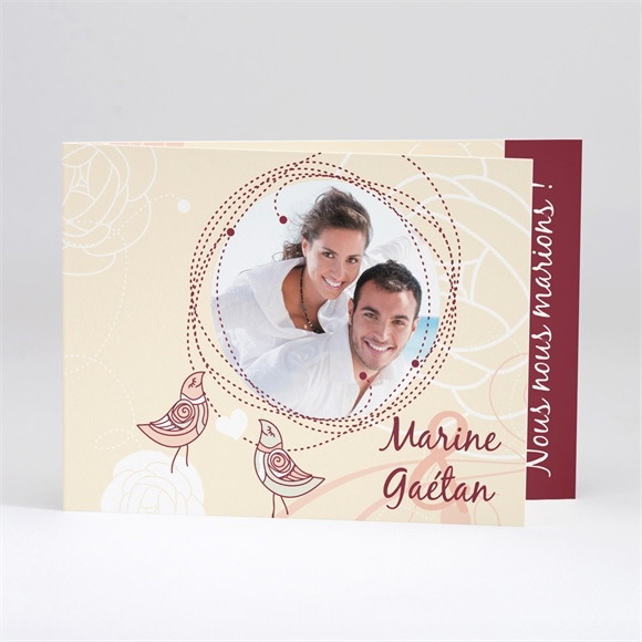 Faire-part mariage Original beige photo réf.N51109