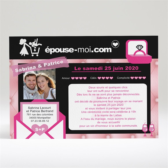 Faire-part mariage Site de rencontre réf.N14001