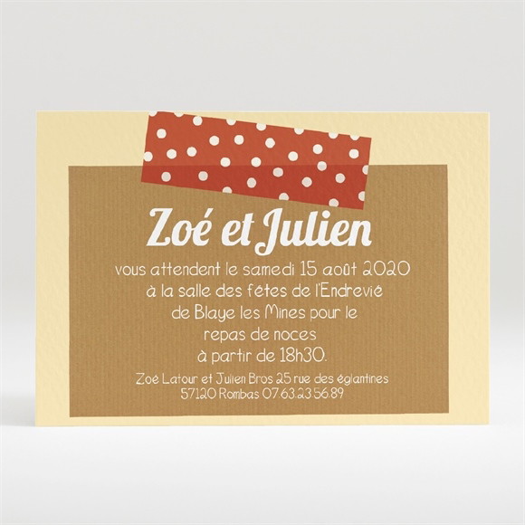 Carton d'invitation mariage Photos scotchées réf.N120129