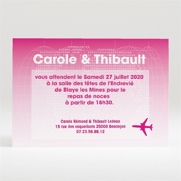 Carton d'invitation mariage Embarquement immédiat réf.N120138