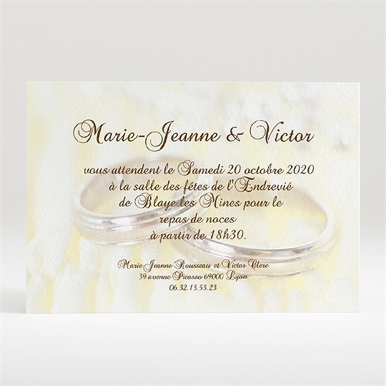 Carton d'invitation mariage alliances