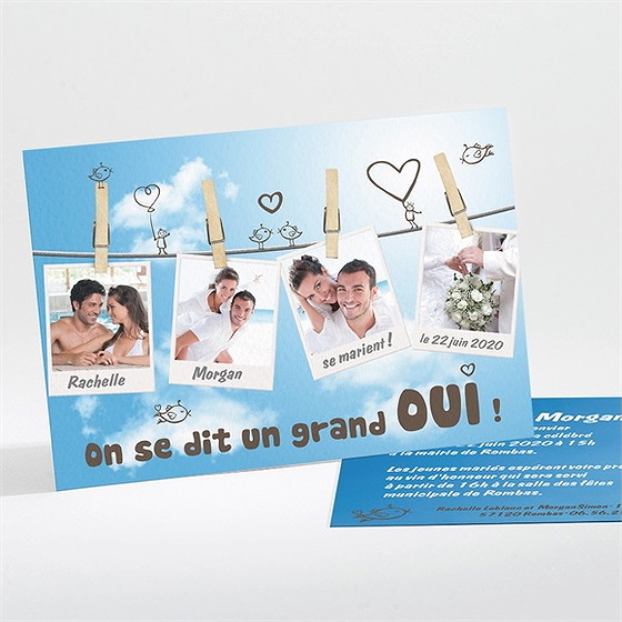 Faire-part mariage le fil à linge mariage