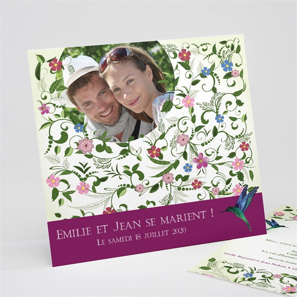 Faire-part mariage Champêtre violet réf.N31116