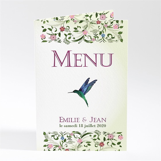 Menu mariage champêtre violet