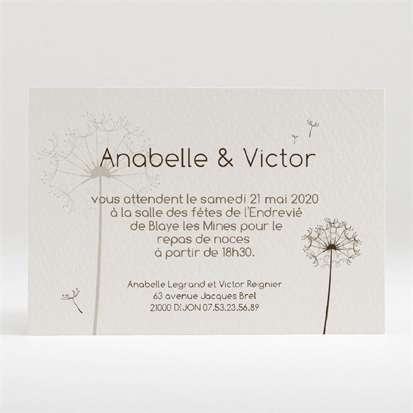 Carton d'invitation mariage Joli pissenlit réf.N120143