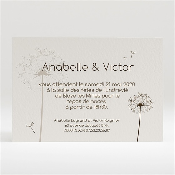 Carton d'invitation mariage joli pissenlit