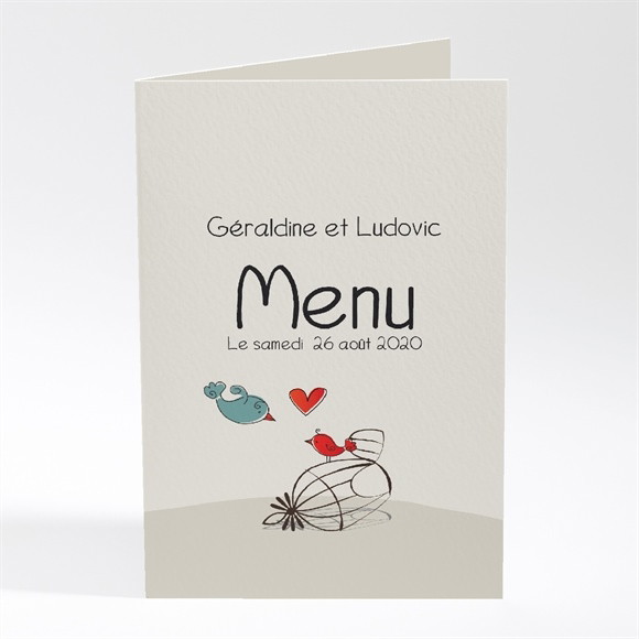 Menu mariage Fleurs rouges et grises réf.N401100