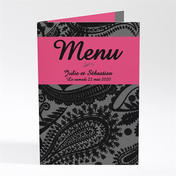 Menu mariage Cachemire noir et gris réf.N401101